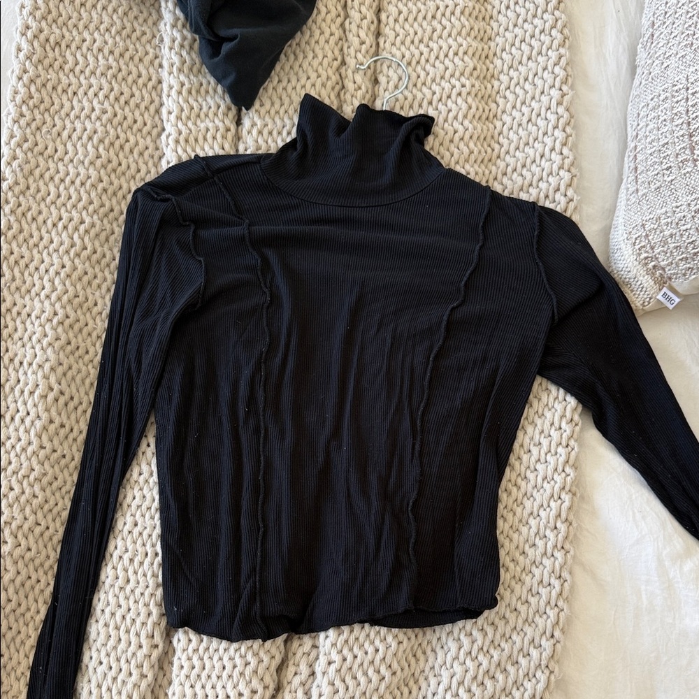Wild Fable Ribbed Black Turtleneck Top